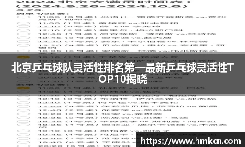 北京乒乓球队灵活性排名第一最新乒乓球灵活性TOP10揭晓